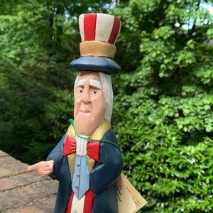 An Original Wood Carved Collectible Uncle Sam 2006 artist signed